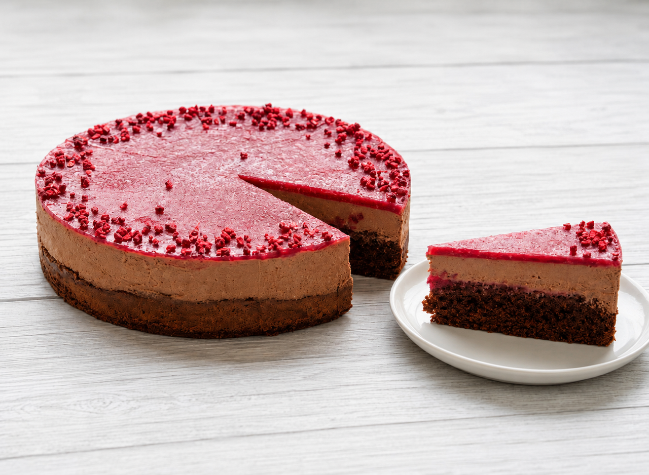 Čokoláda malina torta bezlepková, bezlaktózová